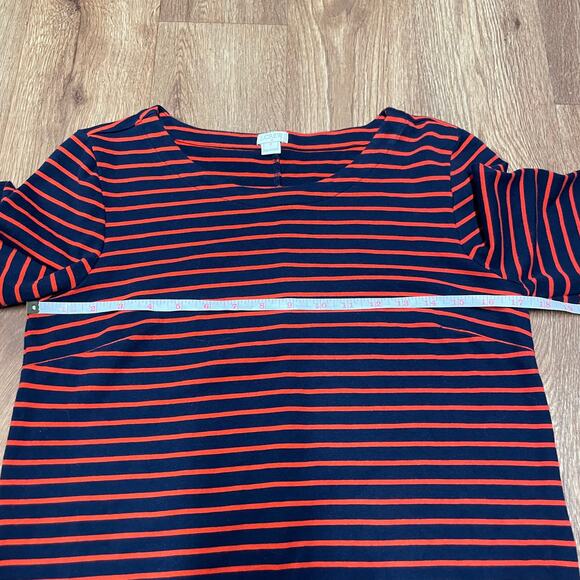 J.Crew Womens Striped Stretch Cotton Shift Dress 3/4 Sleeve Blue Red Size Small - Picture 6 of 8